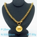 Gold dragon bone chain necklace with 25mm ball pendant for women, minimalist style - Gold Necklace (KN235528-Z)