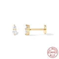 Schlangen-Ohrstecker aus 925er Sterlingsilber vergoldet mit klaren Zirkonia-Steinen - Doppel-Zirkonia (Stil 2) / Gold