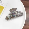 Colorful marble acetate hair claw clip with iridescent purple and blue shell patterns - Small Semi-circular Gray
