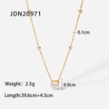 Detail of 18K gold plated heart necklace with white zircon pendant and chain dimensions - Heart Shaped Clear Pendant Style (JDN20971)