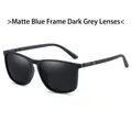 Gafas de sol polarizadas TR con montura azul mate, lentes grises y patillas a rayas - Montura Azul Mate Lente Gris