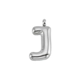 3D bubble letter J pendant necklace in silver finish stainless steel with foil texture - Silver Letter J