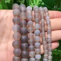 Frosted grey agate beads in multiple sizes for DIY jewelry and beaded bracelets - Matte Grey Agate / 4mm/1 Piece Approximately 90 Pieces/10g