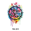 Waterproof temporary tattoo featuring Om symbol with colorful watercolor butterflies and flowers - Th-311 / 210*148mm