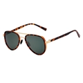Polarized aviator sunglasses featuring leopard pattern frames and gold metal bridge - Sand Gold Leopard Print G15 Lens
