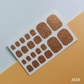 Golden brown glitter toe nail stickers in 22 different sizes for a shimmering pedicure finish - J034 Golden Brown Glitter