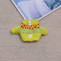 Bright yellow miniature knit sweater with heart patterns and buttons for doll outfits - Yellow Starry (Button Model)