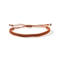 Handmade woven adjustable cord bracelet in orange-brown color with metallic accents - Orange Brown