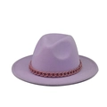 Détail d'un chapeau en laine lavande avec une chaîne décorative rose-brun élégante - Violet Lavande (08)