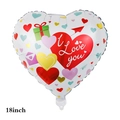 18-inch white heart foil balloon with red 'I Love You' print and romantic patterns - 18 Inch Letter And Gift Box Heart