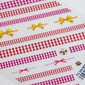 5D embossed nail stickers TS-384 with red plaid patterns and yellow bowknot designs - TS-384 Rose Love