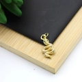 Gold-plated 18K snake pendant encrusted with white zircon and green gemstone eyes - Pave Green Eye Gold Plated Snake Style
