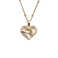 Goldene Herzanhänger-Halskette mit Diamanten und Hand-in-Hand-Motiv für Damen - Hand-in-Hand Herz Anhänger