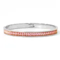 Bracelet jonc en acier inoxydable argenté avec zircons roses à la taille baguette - Argent Zircone Rose