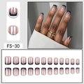 French tip press-on nails set with nude base and black tips, 24 pieces in model FS-30 - FS-30 Nude Base Black Tip