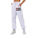 White high-waisted joggers with slogan print and drawstring waist for women - S / Bottom (I ❤️ MY HANDSOME BOYFRIEND) / White