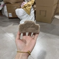 Brown plush square claw clip for hair styling with soft faux fur texture - Medium Khaki (approx. 10cm)
