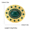 Spilla turca ovale dorata con pietre verdi e strass, misura 3,9 cm x 3,4 cm - Verde
