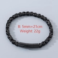 5mm black Byzantine stainless steel bracelet with a sleek cylindrical plug clasp - Width 5mm / Length 21cm / Black Style (KB210950-Z)