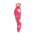 Pink enamel chili pendant with gold star patterns and 18K gold-plated hanging loop - CX137-10 Pink Chili with Star