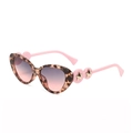 Lunettes de soleil œil de chat léopard avec branches roses et détails étoiles dorées - Léopard/Rose
