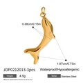 Gold-tone stainless steel whale pendant with detailed size labels and hypoallergenic features - Whale Style (JDP0212013-3pcs) / 3-Pack