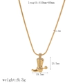 18K gold plated titanium necklace with rhinestone-studded cowboy boot pendant charm - Rhinestone Cowboy Boot Style (TN3530)