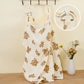 Adjustable cotton nursing cover with brown teddy bear print and metal D-ring buckle - Double Bear Print with Metal Buckle