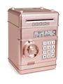Rose gold electronic ATM piggy bank with digital keypad and automatic bill roller - Rose Gold