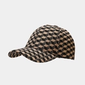 Detail of 3D geometric cube pattern on a tan and black woven baseball cap crown - Adjustable / Khaki (Brown and Black Geometric)