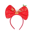 Red Christmas headband featuring plush bow with gold HO HO HO patterns and Merry Christmas charm - 20.5X21.5CM / Red Printed Gold Foil Bow (Merry Christmas)