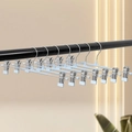 Light blue adjustable plastic pants hangers with metal hooks in a multi-pack set - Coated Blue