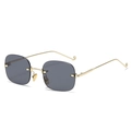 Gafas de sol cuadradas sin montura con lentes gris claro y montura de oro fino - Montura Dorada Lentes Negras