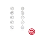 Elegante S925 Sterling Silber Quasten-Ohrhänger mit fünf funkelnden Zirkonia-Steinen - 925er Silber / Runder Diamant Quasten Stil / Silber