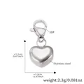 Ciondolo a cuore in acciaio inossidabile argento lucido con chiusura a moschettone - Ciondolo a Cuore Color Acciaio (Ciondolo Solo (Senza Catena)) / 1.2x1.2cm / Colore acciaio