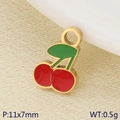 Ciondolo a ciliegia dorata con smalto rosso e foglie verdi per la creazione di gioielli - Stile Ciliegia Mini Minimalista (KLJ9614-ZLA)