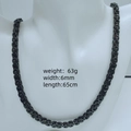 Black stainless steel byzantine chain necklace for men, 6mm width and 65cm length - 6mm*65cm / Black