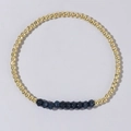 Minimalist gold-plated beads bracelet featuring faceted deep blue lapis lazuli stones - Dark Blue