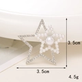 Star brooch with rhinestones and pearls, size 3.5cm x 3.5cm and weight 4.5g details - D1884 Rhinestone Star (Silver)