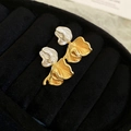 Pendientes vintage pétalos de oro con perlas blancas en caja de terciopelo negro - Pin de Plata Dorado Blanco