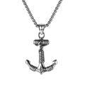 Pendentif ancre viking vintage en acier inoxydable argenté antique avec chaîne box - Ancre