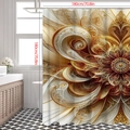Detail of abstract floral shower curtain in gold and beige with 180x180cm dimensions - 90*180cm / Olive Green (Gold Mandala)