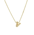 Classic 18k gold plated V letter pendant necklace with sparkling zircon stones - Letter V