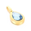 Teardrop pendant in golden titanium steel with a faceted light blue crystal inlay - Gold Light Blue Water Drop (KP100775-K)