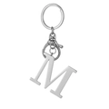 Minimalist silver stainless steel letter M keychain with lobster clasp and round ring - M / Steel