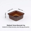 Brown square mooncake tray 7.5x7.5x2.8cm for 63-80g pastries in food grade plastic - 80g/7.5cm (100 Pcs) / Coffee