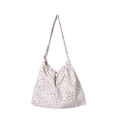 Bolso bandolera floral de lona con cordón y correa ajustable de gran capacidad - Rojo