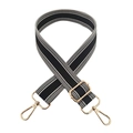 3.8cm adjustable candy color crossbody bag strap with black fabric and gold metal hooks - Gold Buckle / Black