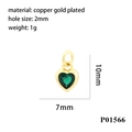 Gold-plated copper heart pendant with emerald zircon, 7x10mm jewelry accessory - Emerald Green(P01566)