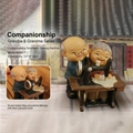 Elderly couple figurine with vintage sewing machine, resin elder gift car ornament - 935-7 Sewing Machine